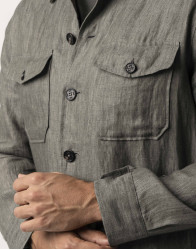 Castello d'Oro Green Linen Safari Jacket Over-shirt  thumbnail 2